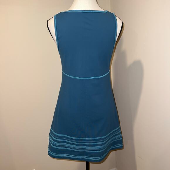 Title Nine Teal Sleeveless V-Neck Shift Dress Contrast Stitching Size S - Picture 4 of 10